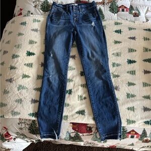 Madewell Dark Blue Ripped Skinny Jeans